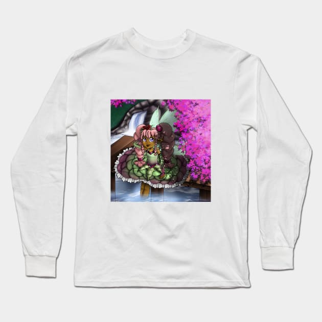 African American Fairy and Purple Leaves Long Sleeve T-Shirt by treasured-gift
